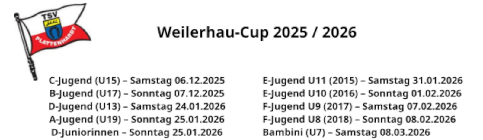 Banner - Weilerhau-Cup 2025/2026 - TSVgg Plattenhardt - Filderstadt