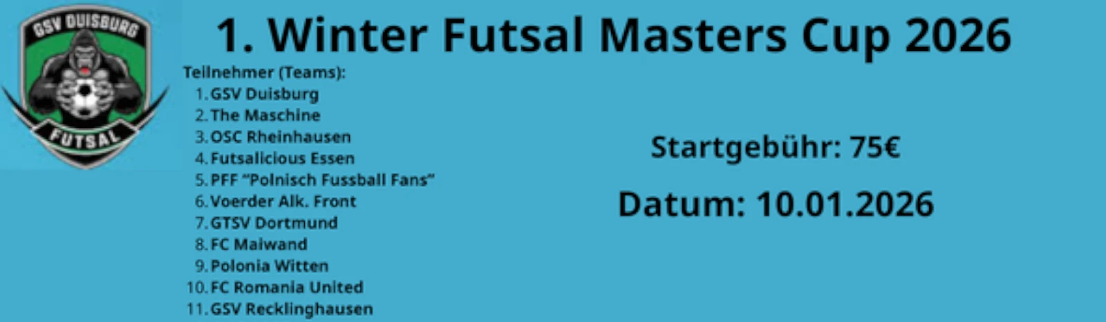 Banner - Winter Futsal Masters Cup 2026 - GSV Duisburg 1937 e.V. - Duisburg