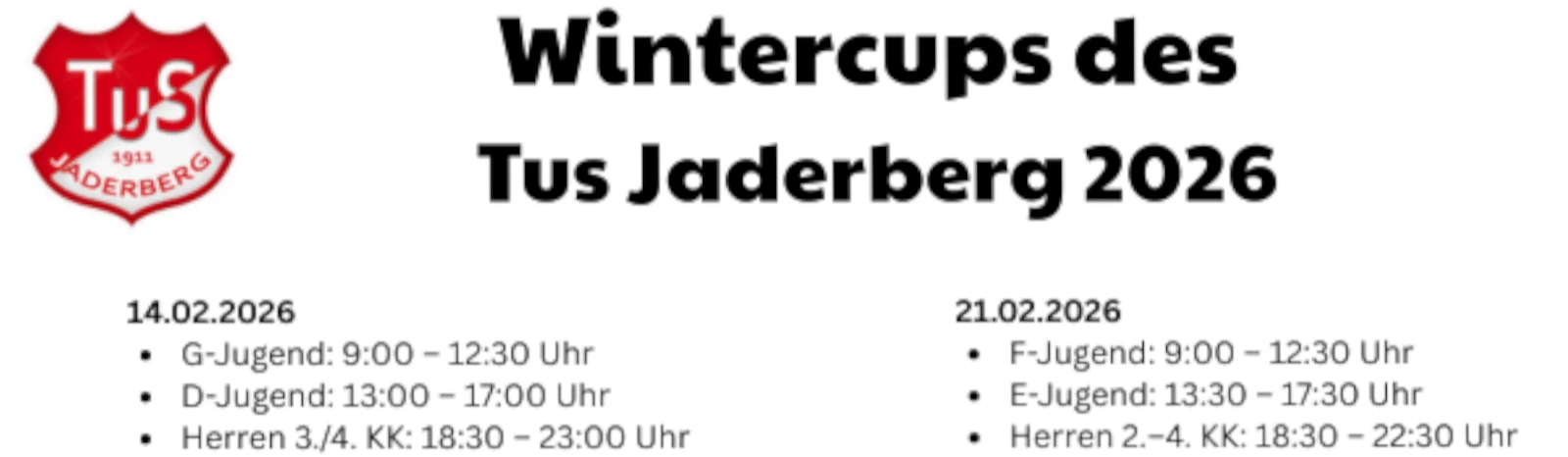 Banner - Wintercups des Tus Jaderberg 2026 - Tus Jaderberg - Jade-Jaderberg