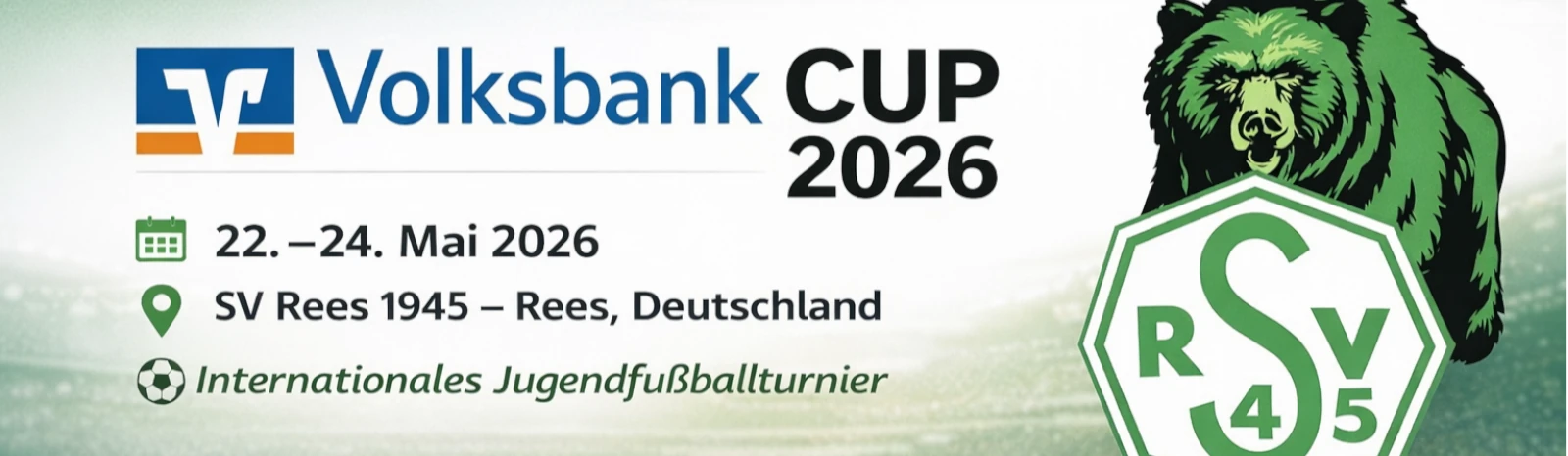Banner - Volksbank CUP 2026 - SV Rees 1945 e.V. - Rees