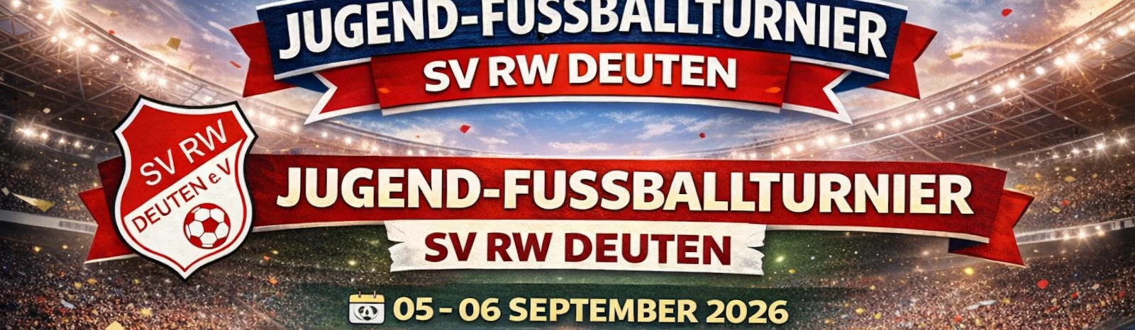 Banner - Vereinte Volksbank eG Junioren Cup Deuten 2026 - SV Rot-Weiss Deuten - Dorsten