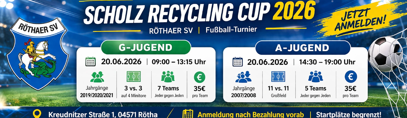 Banner - Scholz Recycling Cup - Röthaer SV e.V. - Rötha