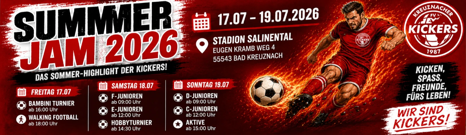 Banner - Summer Jam 2026 - Kreuznacher Kickers 1987 - Bad Kreuznach