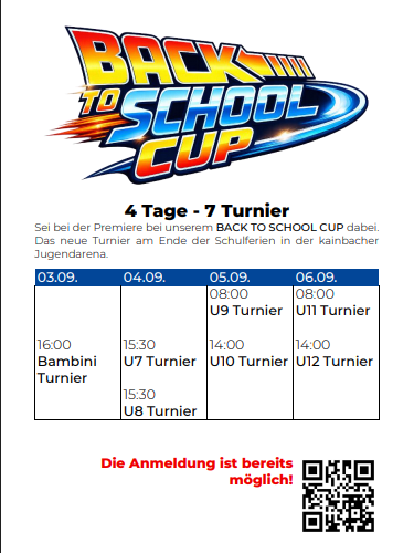 Banner - Back to School Cup 2026 - Union JSV Ries-Kainbach - Kainbach bei Graz