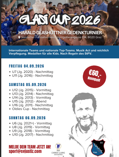 Banner - Glasi-Cup: Harald Glashüttner Gedenkturnier 2026 - SV Justiz Graz - Graz