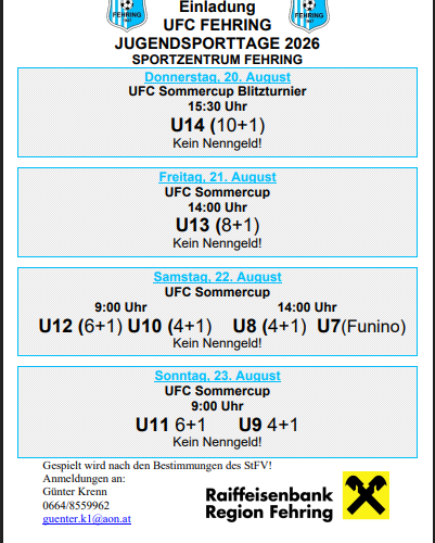 Banner - UFC Sommercup 2026 - UFC Fehring - Fehring