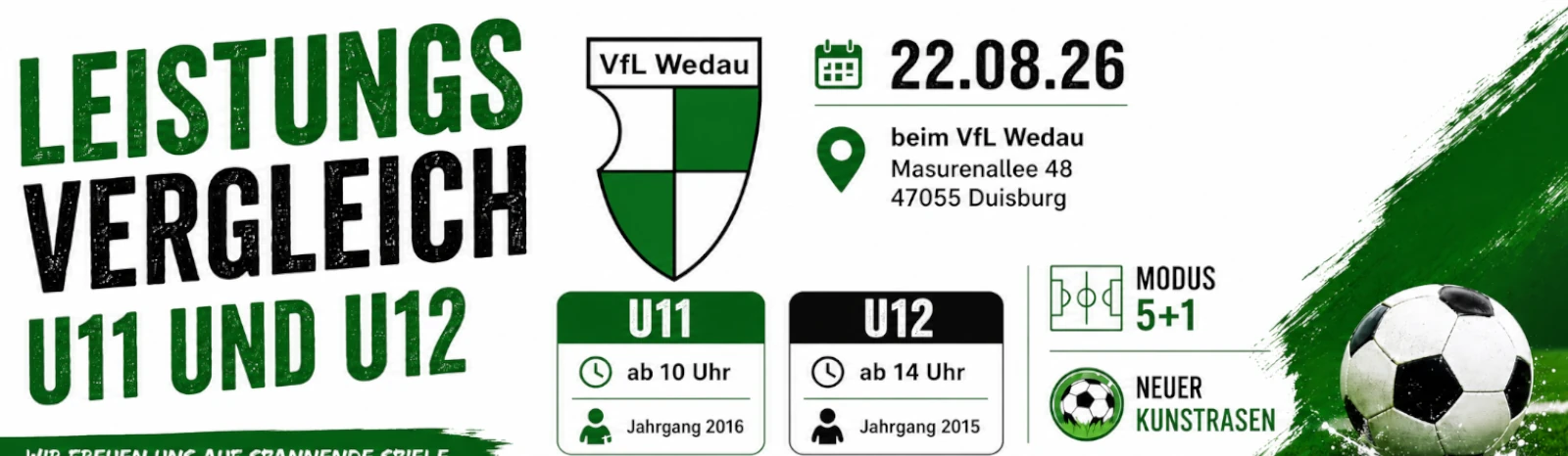 Bannière - VfL Wedau U11 & U12 Leistungsvergleich 2026 - VfL Duisburg-Wedau 1918 - Duisburg